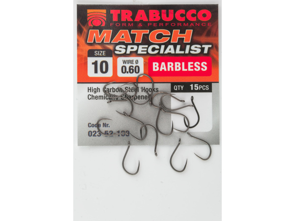 Trabucco - Háčky Match specialist, barbless (bez protihrotu), bal.15ks
