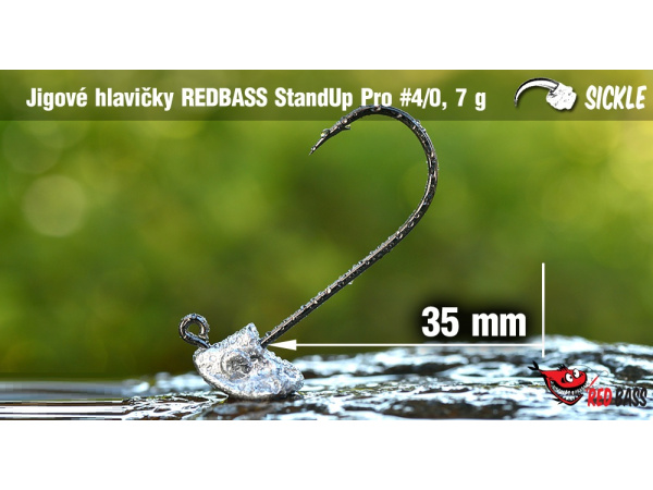 Red Bass - Neváznoucí jigová hlavička StandUp Pro Sickle, vel. 4/0, bal. 5ks