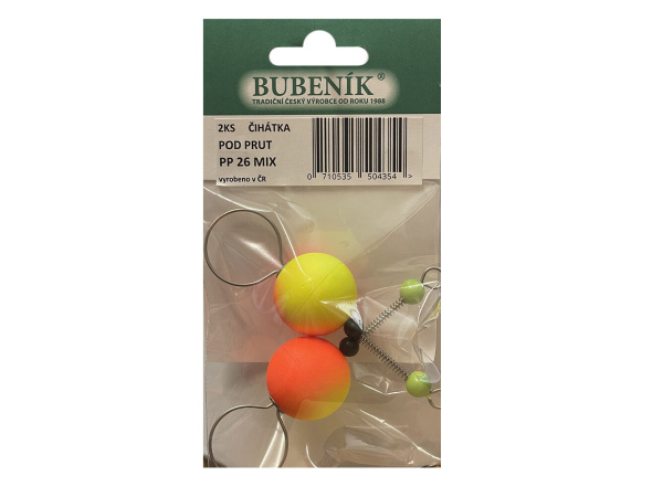 Bubeník - Číhátko pod prut 26mm, 2ks barva žlutá,červená