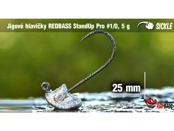 Red Bass - Neváznoucí jigová hlavička StandUp Pro Sickle, vel. 1/0, bal. 5ks