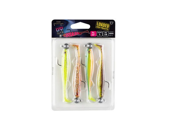 Slick Shad 9cm x4 Mixed UV Colour Pack LOADED 7g 2/0 head