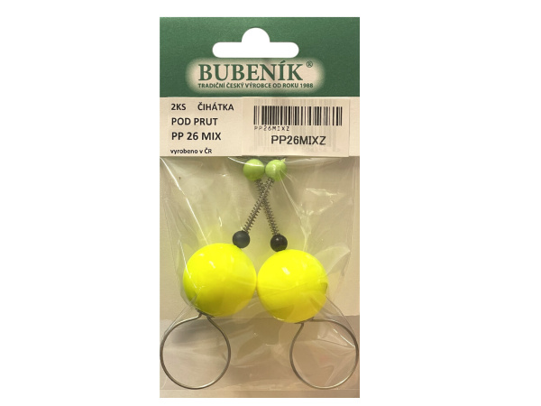 Bubeník - Číhátko pod prut 26mm, 2ks barva žlutá