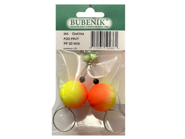 Bubeník - Číhátko pod prut 30mm, 2ks barva žlutá,červená