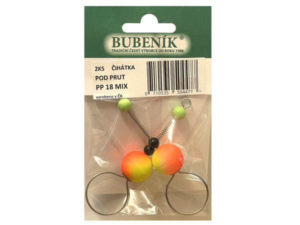 Bubeník - Číhátko pod prut 18mm, 2ks barva žlutá,červená