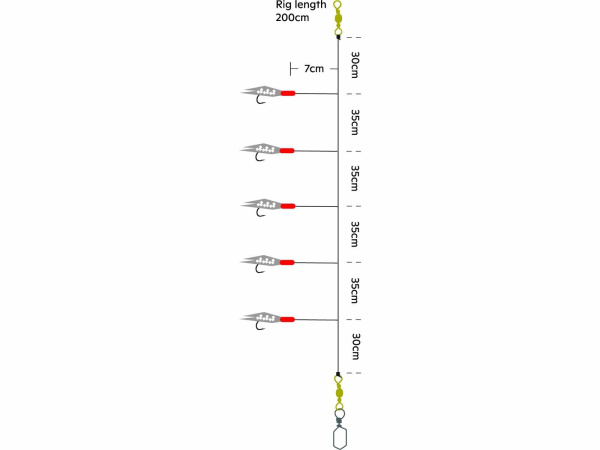 Kinetic - Návazec Sabiki Flex rig 200cm 0,60mm vel.1/0