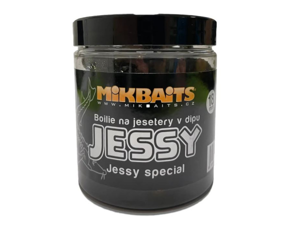 Mikbaits - Jessy boilie na jesetery v dipu 250ml, 18mm  - Jessy special - VÝPRODEJ