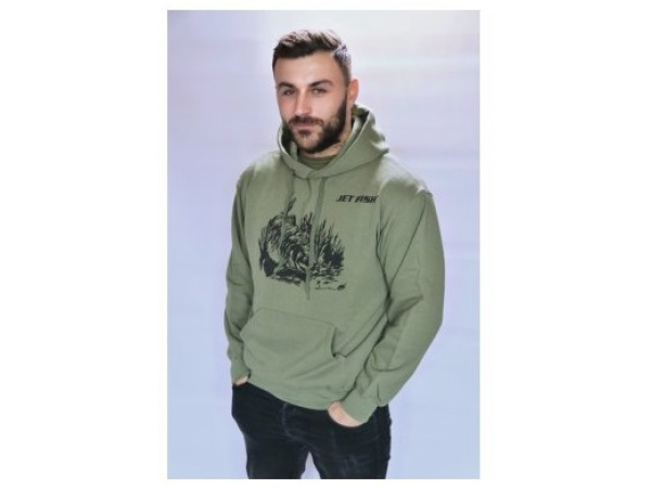 JET FISH - Mikina s černým logem zelená
