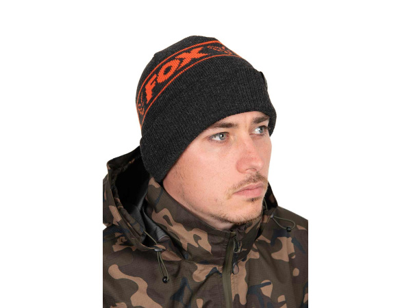 Fox Collection Beanie Hat - Black & Orange