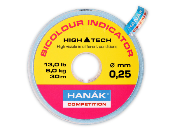 HANÁK - Bicolour indicator line 30m / 0,22mm / 5kg - žlutá-růžová