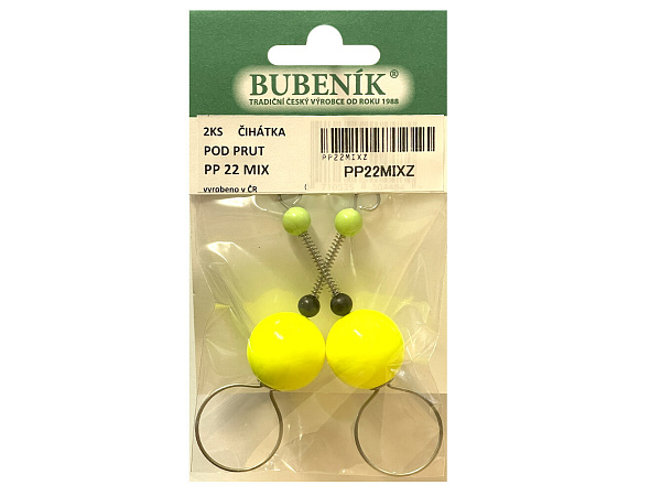 Bubeník - Číhátko pod prut 22mm, 2ks barva žlutá Výprodej
