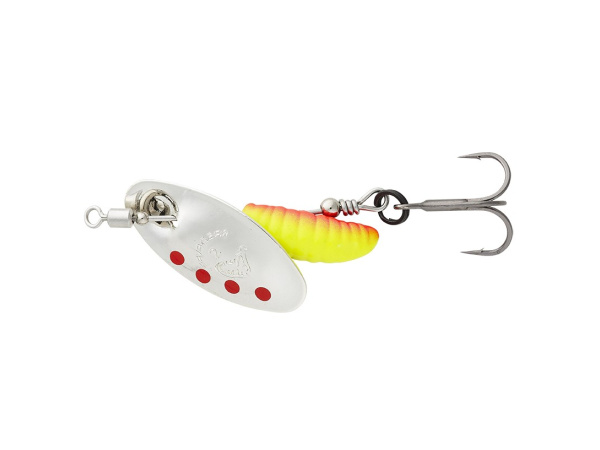 SAVAGE GEAR - Třpytka Grub Spinner - Silver Red Yellow