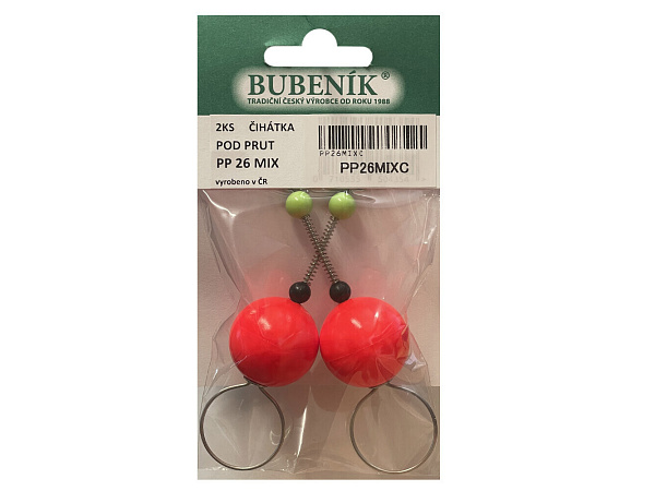 Bubeník - Číhátko pod prut 22mm, 2ks barva červená Výprodej