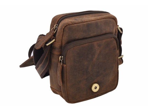 MERCUCIO - Pánské kožené crossbody - tmavěhnědá kůže hunter V