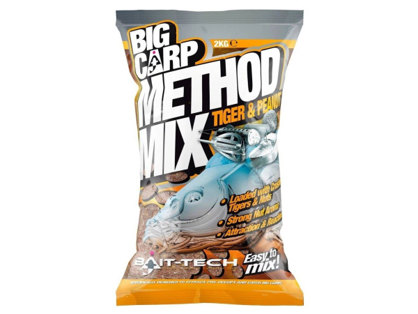 Bait-Tech krmítková směs Big Carp Method Mix Tiger & Peanut 2 kg