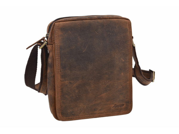 MERCUCIO - Pánské kožené crossbody - tmavěhnědá kůže hunter