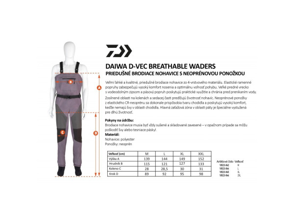 DAIWA - Prsačky D-Vec Breathable Waders Vel. XL