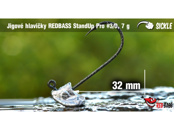 Red Bass - Neváznoucí jigová hlavička StandUp Pro Sickle, vel. 3/0, bal. 5ks