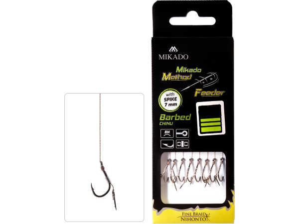 MIKADO - Hotový Návazec Method Feeder 10cm, s Trnem, braid, 8ks