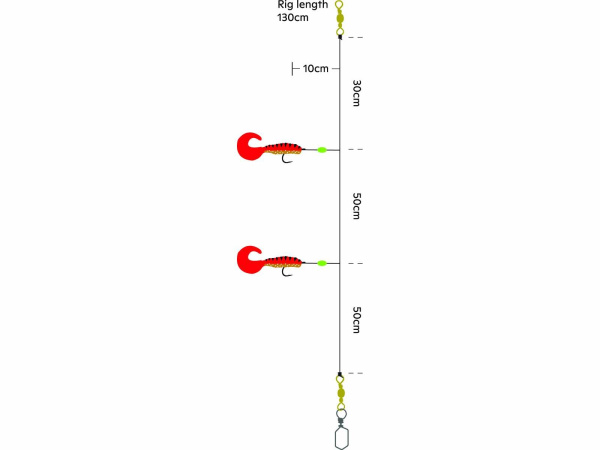 Kinetic - Návazec Sabiki Twister XL Tail rig 130cm 0,80mm vel.8/0
