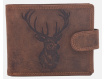 MERCUCIO - Set kožená peněženka a kožená klíčenka - vzor Jelen hlava embos - dřev. krab.