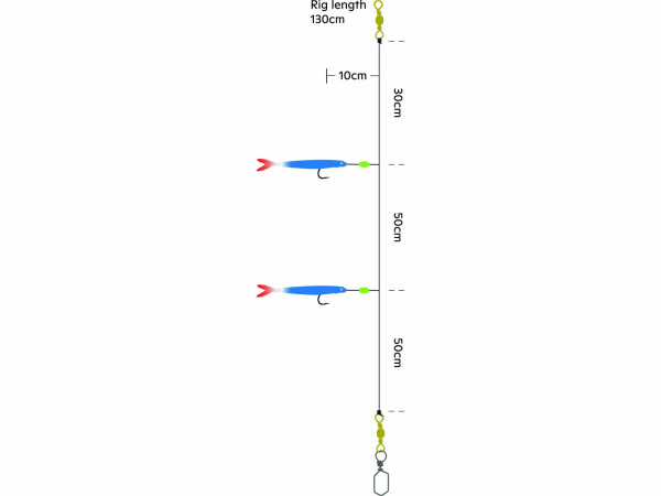 Kinetic - Návazec Sabiki Soft Tail UV rig 130cm 0,80mm vel.8/0