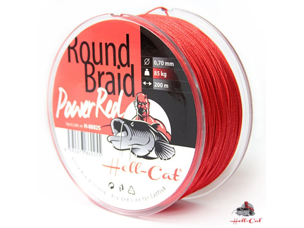 Hell-Cat Splétaná šňůra Round Braid Power Red 200m
