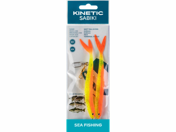 Kinetic - Návazec Sabiki Soft Tail UV rig 130cm 0,80mm vel.8/0