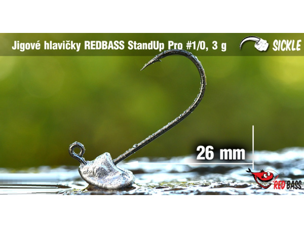 Red Bass - Neváznoucí jigová hlavička StandUp Pro Sickle, vel. 1/0, bal. 5ks
