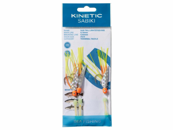 Kinetic - Návazec Sabiki Sun Tail Lightstick rig 115cm 0,70mm vel.4/0