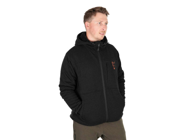 Fox Collection Sherpa Jacket Black & Orange