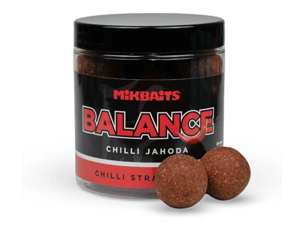 Mikbaits Vyvážené Boilie Balance Chilli Chips Chilli Jahoda 250 ml 24mm
