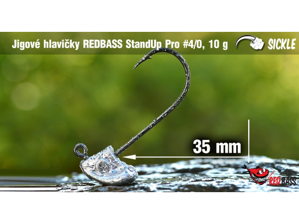 Red Bass - Neváznoucí jigová hlavička StandUp Pro Sickle, vel. 4/0, bal. 5ks
