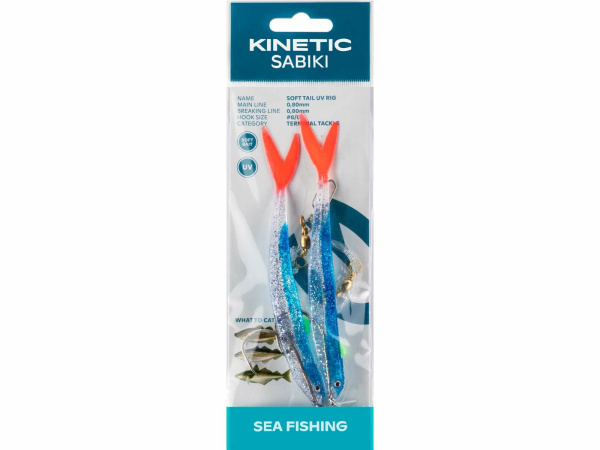 Kinetic - Návazec Sabiki Soft Tail UV rig 130cm 0,80mm vel.8/0