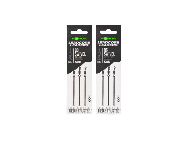 KORDA Montáž Kable Leadcore Leader QC Swivel 50 cm Gravel