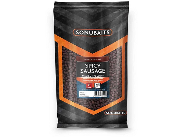 SONUBAITS - Pelety Spicy Sausage Halibut pellets 6mm / 900g