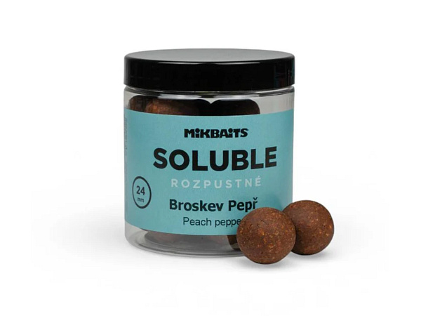 Mikbaits Rozpustné Boilie Soluble Broskev Pepř 250 ml