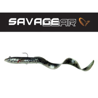 SAVAGE GEAR - Umělá nástraha 4D Real eel s háčkem a trojháčkem 30cm / 80g - Black green pearl - VÝPRODEJ!