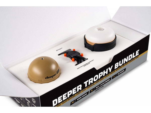 Deeper - Sonar Trophy Bundle, set CHIRP+ 2, držák na prut, svítilna power Lanter