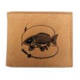 MERCUCIO - Kožená peněženka sv. hnědá - Kapr s prutem