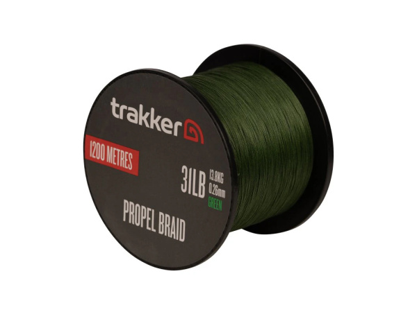 Trakker Kmenová pletená šňůra Propel Braid 31lb, 13.8kg, 0,26mm, 1200m, Green - 0,260mm 31lb