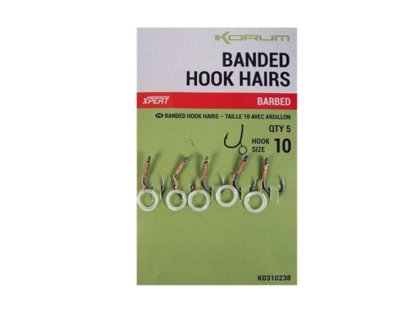 KORUM - Háček s Gumičkou Banded Hook Hairs Barbed - Vel. 10, 5ks