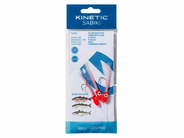 Kinetic - Návazec Sabiki Glow Baitfish Lightstick 115cm 0,70mm vel. 4/0