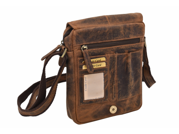 MERCUCIO - Pánské kožené crossbody - tmavěhnědá kůže hunter