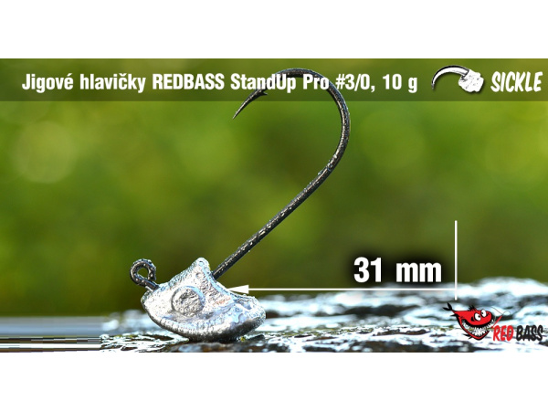 Red Bass - Neváznoucí jigová hlavička StandUp Pro Sickle, vel. 3/0, bal. 5ks