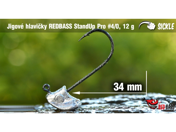 Red Bass - Neváznoucí jigová hlavička StandUp Pro Sickle, vel. 4/0, bal. 5ks