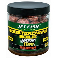 JET FISH Natur Line Boosterované boilie 250ml 20mm Broskev/Pepř