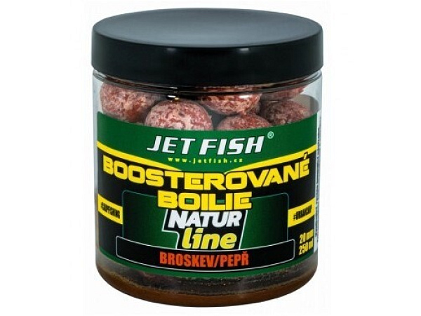 JET FISH Natur Line Boosterované boilie 250ml 20mm Broskev/Pepř