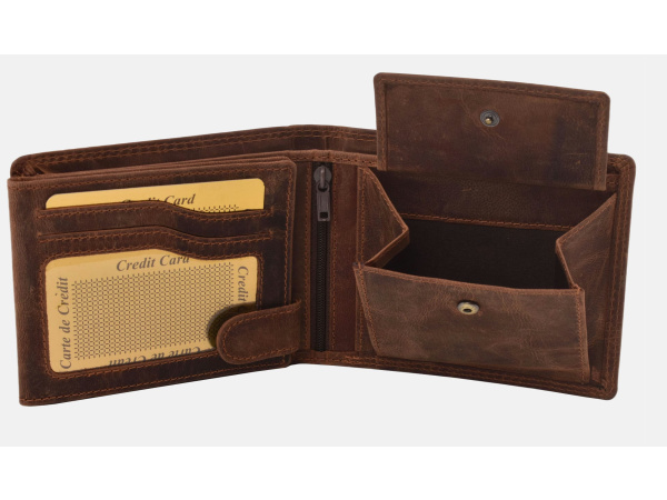 MERCUCIO - Set kožený opasek a kožená peněženka - vzor Pstruh - pap. krabička