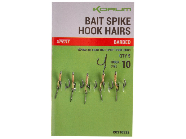 KORUM - Navázané Háčky Bait Spike Hook Hairs Barbed - Vel. 12, 5ks