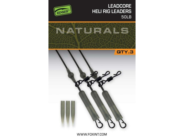 FOX - Montáž Naturals Leadcore Heli Rig Leaders, 75cm, 3ks, 50lb